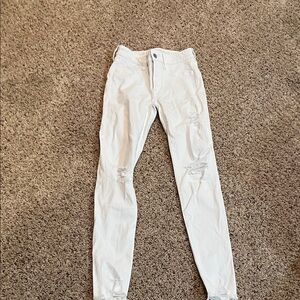 American Eagle Outfitters White Distressed Skinny Jeans
